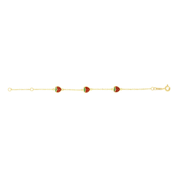 Children's Strawberry Bracelet in 14k Yellow Gold - Laura's Gems