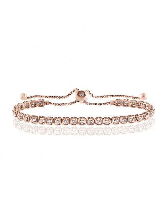 Draw String Diamond Bracelet in 14k Rose Gold and .85ct in Diamonds - Laura's Gems