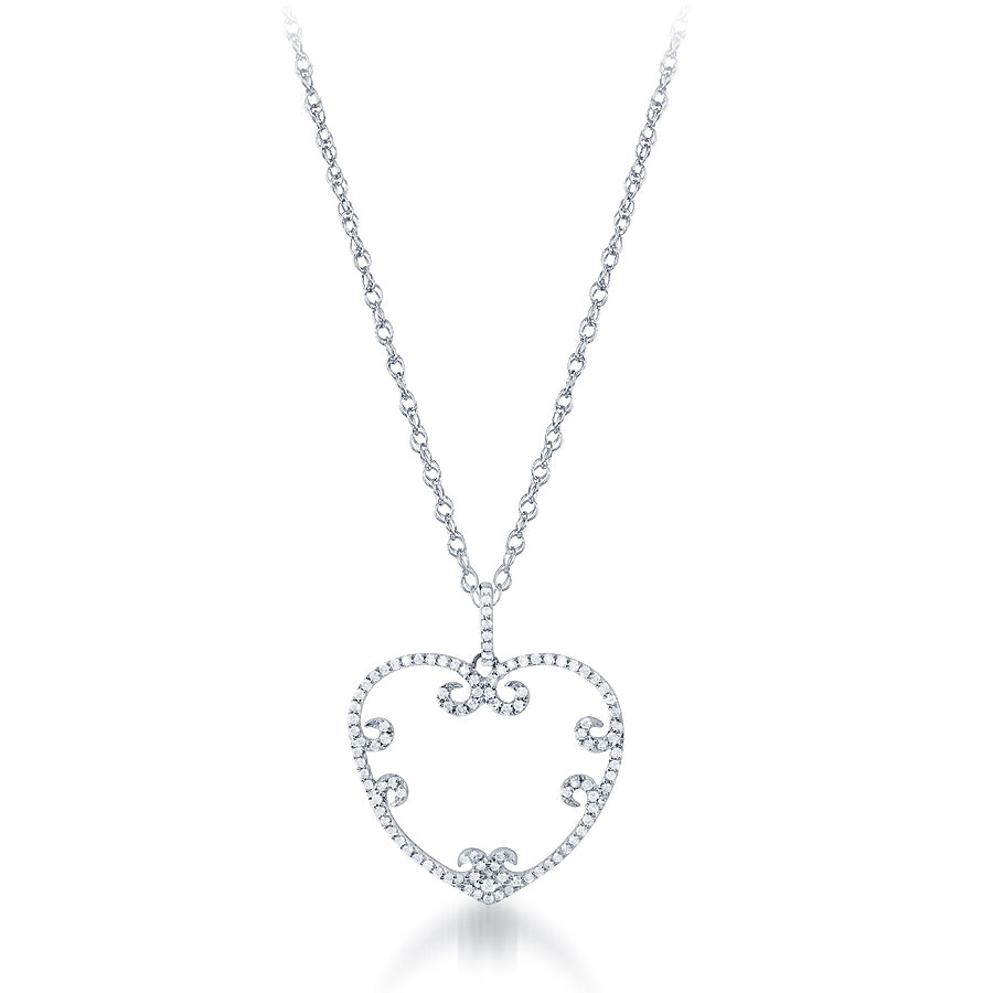 Open Diamond Heart Pendant in 14 White Gold - Laura's Gems — Laura Milman New York