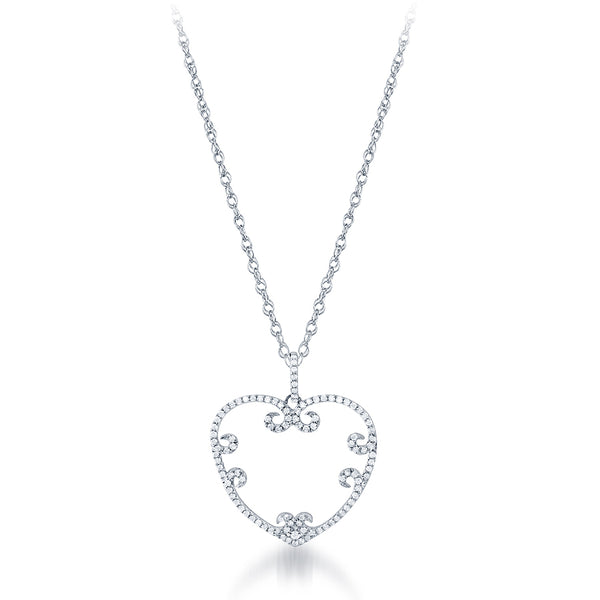 Open Diamond Heart Pendant in 14 White Gold - Laura's Gems