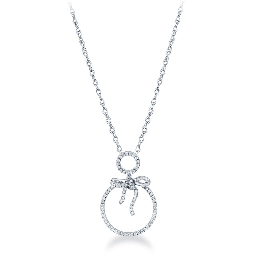 Diamond Ribbon On Top Of A Circle Of Life Pendant in 14k White Gold (1.12ct.) - Laura's Gems — Laura Milman New York