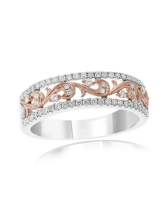 Diamond Ring in 14k White and Rose Gold - Laura's Gems