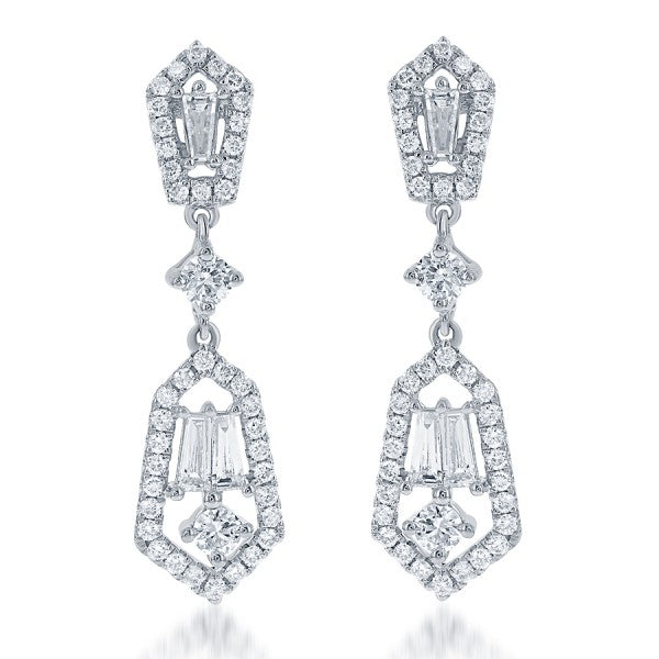Drop Diamond Earrings in 18k White Gold - Laura's Gems
