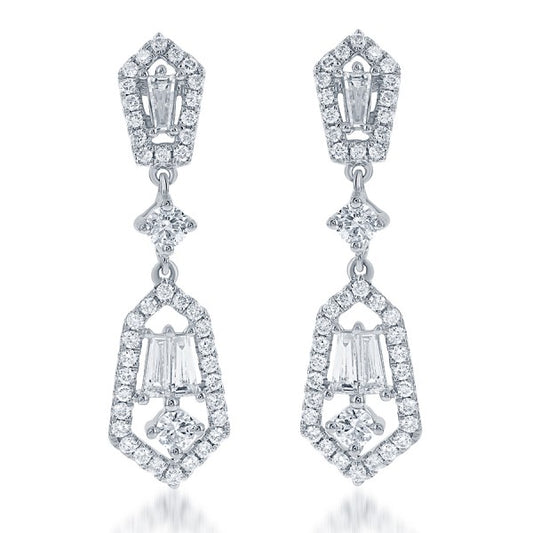 Drop Diamond Earrings in 18k White Gold - Laura's Gems