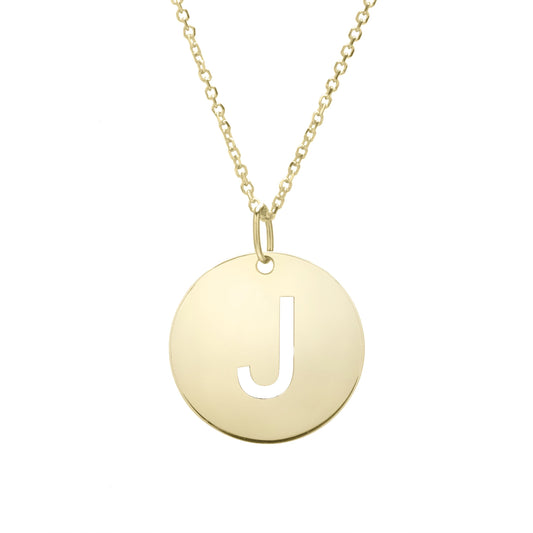 Initial "J" Circle Pendant & Necklace - Laura's Gems
