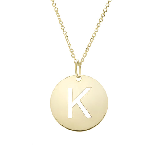 Initial "K" Circle Pendant & Necklace - Laura's Gems