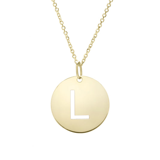 Initial "L" Circle Pendant & Necklace - Laura's Gems