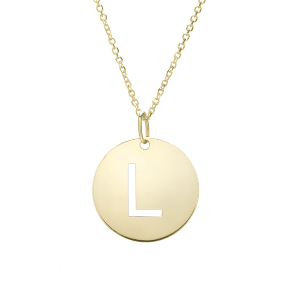 Initial "L" Circle Pendant & Necklace - Laura's Gems
