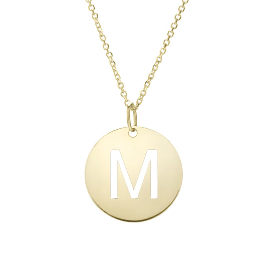 Initial "M" Circle Pendant & Necklace - Laura's Gems