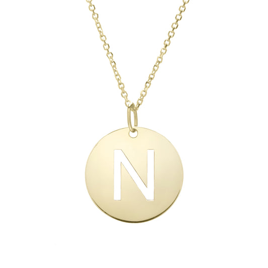 Initial "N" Circle Pendant & Necklace - Laura's Gems