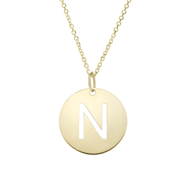 Initial "N" Circle Pendant & Necklace - Laura's Gems