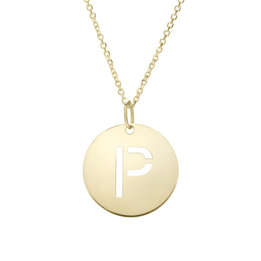 Initial "P" Circle Pendant & Necklace - Laura's Gems