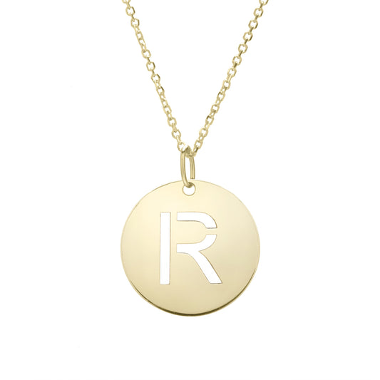 Initial "R" Circle Pendant & Necklace - Laura's Gems