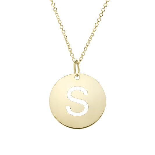 Initial "S" Circle Pendant & Necklace - Laura's Gems