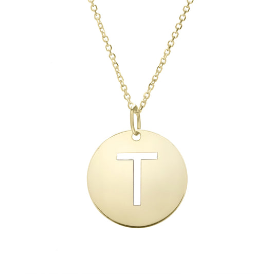 Initial "T" Circle Pendant & Necklace - Laura's Gems