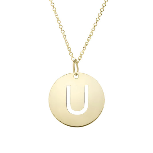 Initial "U" Circle Pendant & Necklace - Laura's Gems