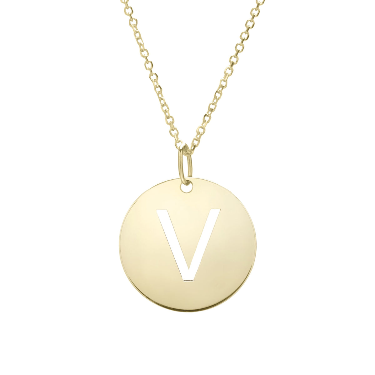 Initial "V" Circle Pendant & Necklace - Laura's Gems