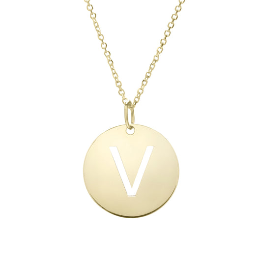 Initial "V" Circle Pendant & Necklace - Laura's Gems