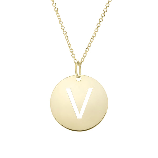 Initial "V" Circle Pendant & Necklace - Laura's Gems