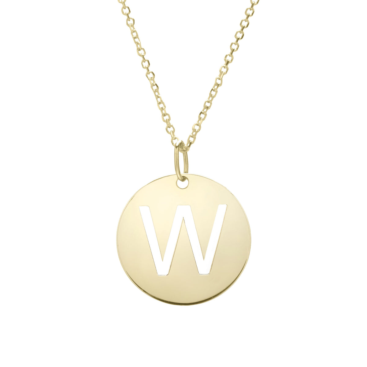 Initial "W" Circle Pendant & Necklace - Laura's Gems