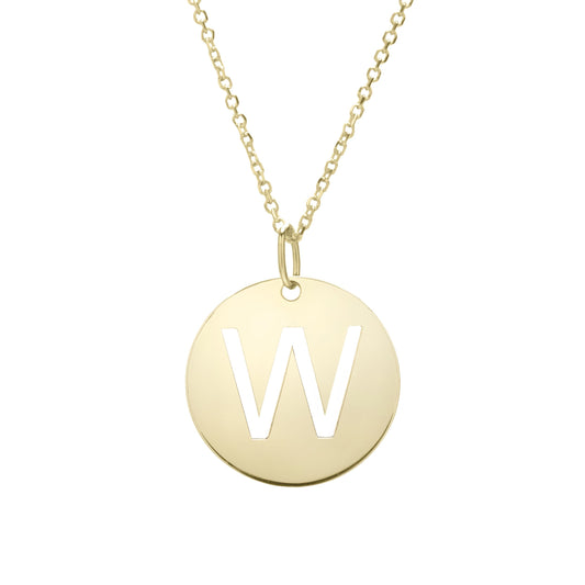 Initial "W" Circle Pendant & Necklace - Laura's Gems