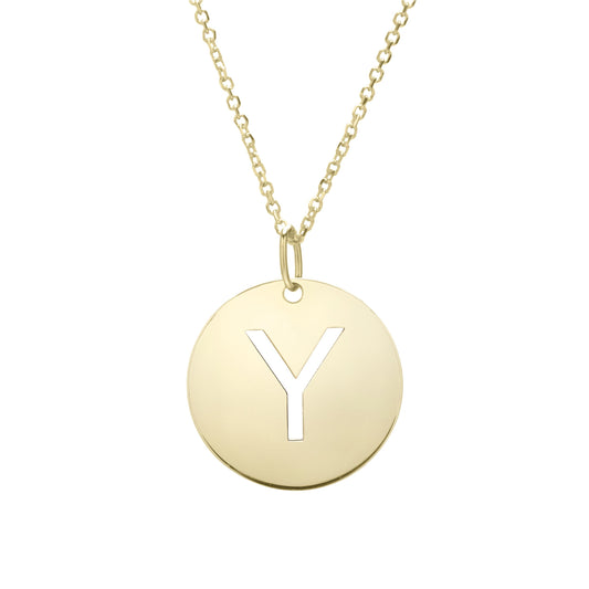 Initial "Y" Circle Pendant & Necklace - Laura's Gems