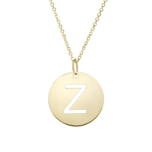 Initial "Z" Circle Pendant & Necklace - Laura's Gems