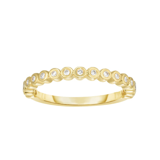 Diamond Bezel-Set Stackable Band Ring in 14k Yellow Gold - Sizable - Laura's Gems