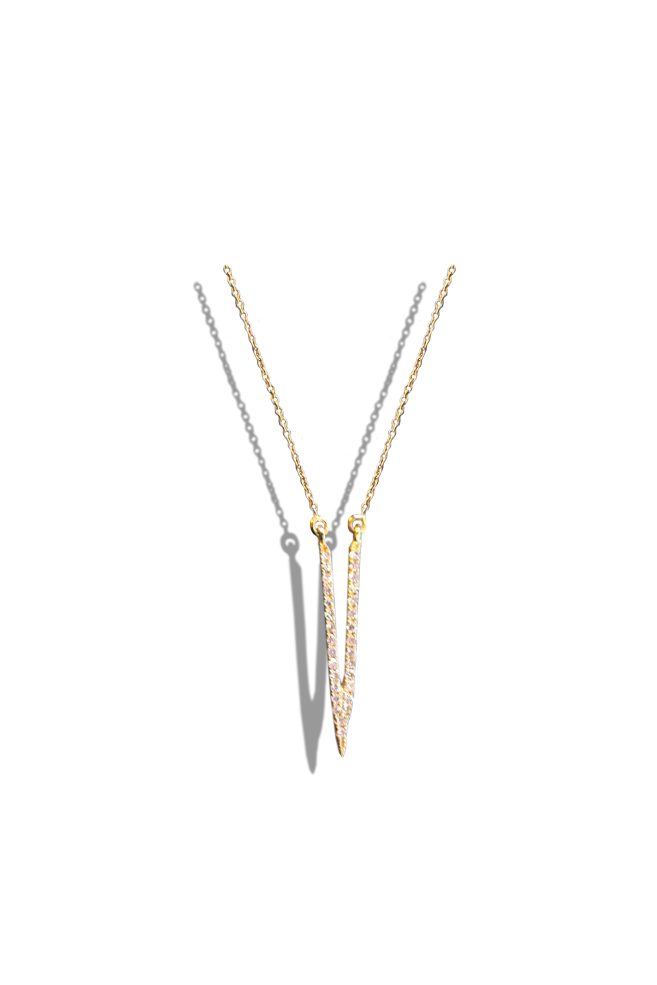 Diamond Tweezer Necklace in 14k Yellow Gold (0.19ct.) - Laura's Gems