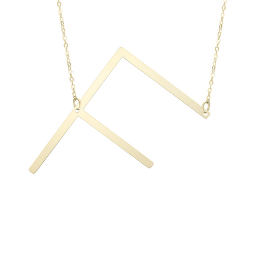 Initial "F" Large Pendant & Necklace - Laura's Gems