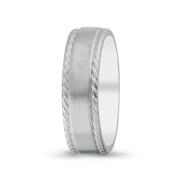 Men's Rope Design Inlay Matte Wedding Band - Laura's Gems