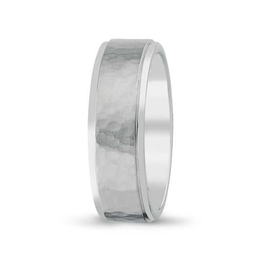 Men's Hammered Style Inlay Matte Wedding Band - Laura's Gems