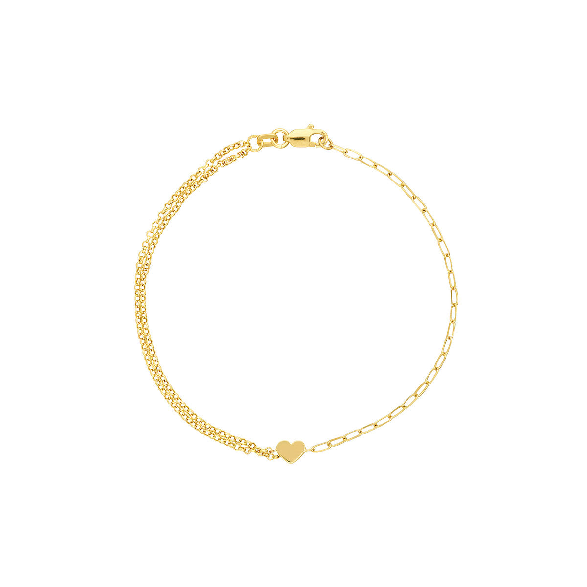 50/50 Paper Clip + Double Rolo Heart Bracelet - Laura's Gems — Laura Milman New York