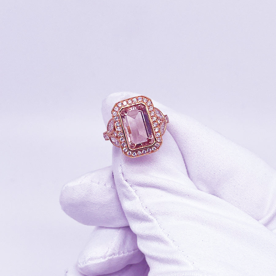 Morganite Diamond Ring in 18k Rose Gold - Laura's Gems — Laura Milman New York