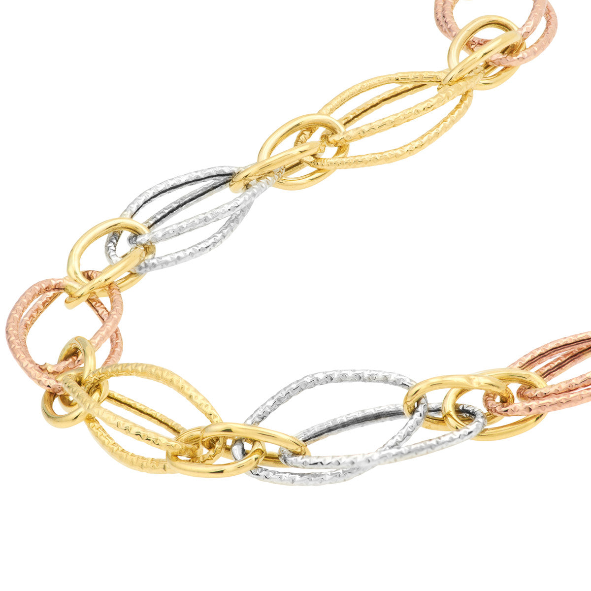 Tri-Colored Fancy Double Link Bracelet - Laura's Gems — Laura Milman New York