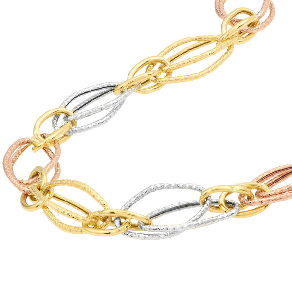 Tri-Colored Fancy Double Link Bracelet - Laura's Gems