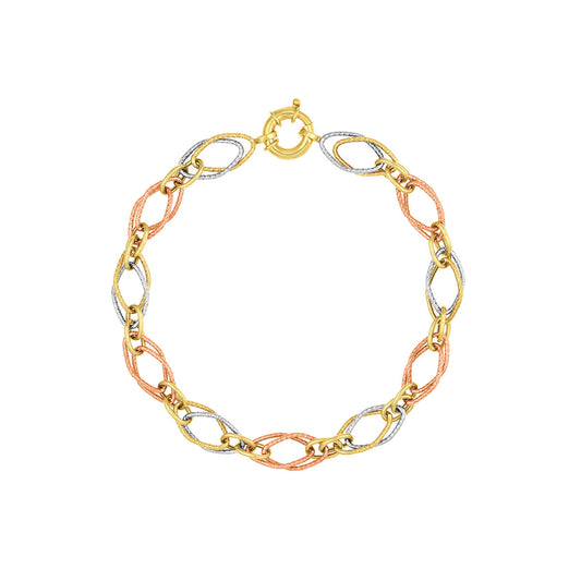 Tri-Colored Fancy Double Link Bracelet - Laura's Gems