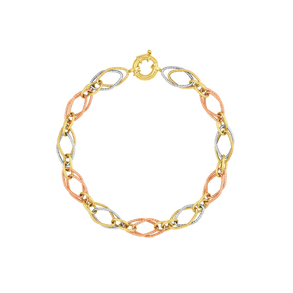 Tri-Colored Fancy Double Link Bracelet - Laura's Gems