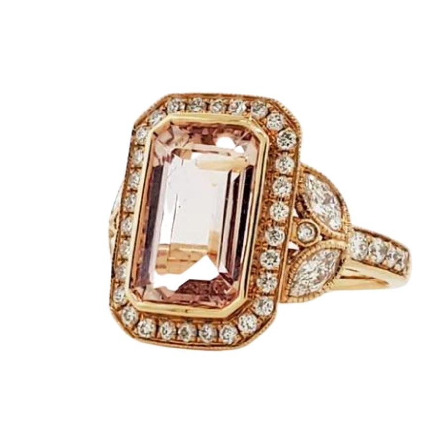 Morganite Diamond Ring in 18k Rose Gold - Laura's Gems — Laura Milman New York