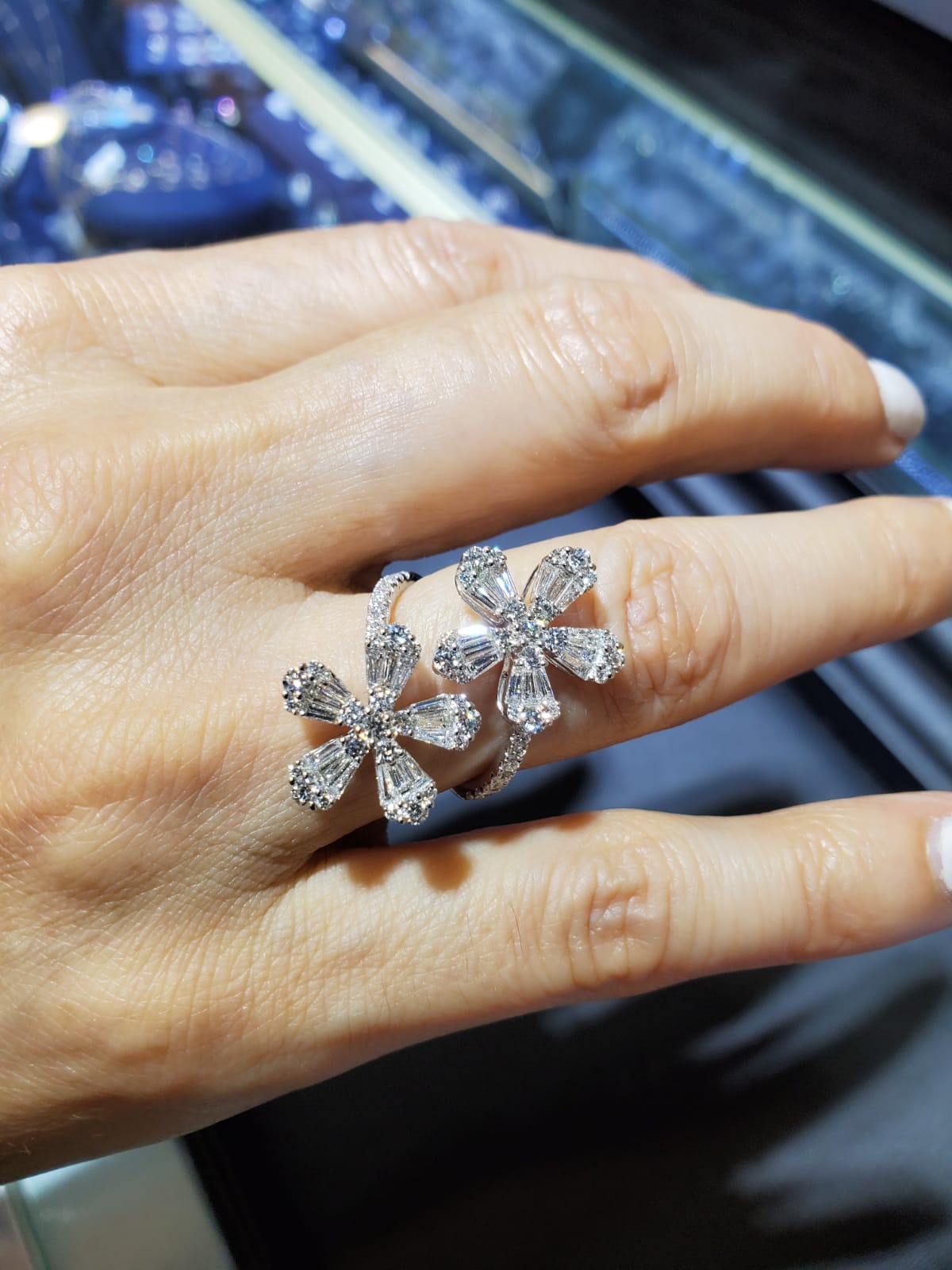 Double Diamond baguette pedals Ring - Laura's Gems