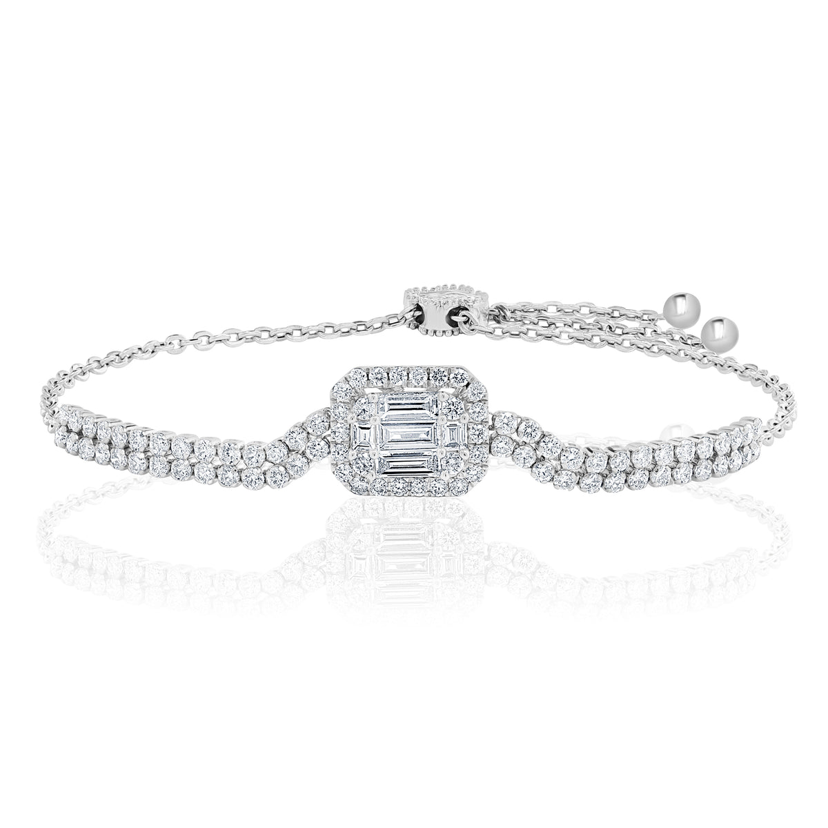 Double Row Diamond Bracelet in 14k White Gold - Laura's Gems