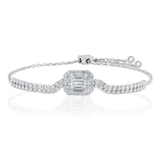 Double Row Diamond Bracelet in 14k White Gold - Laura's Gems