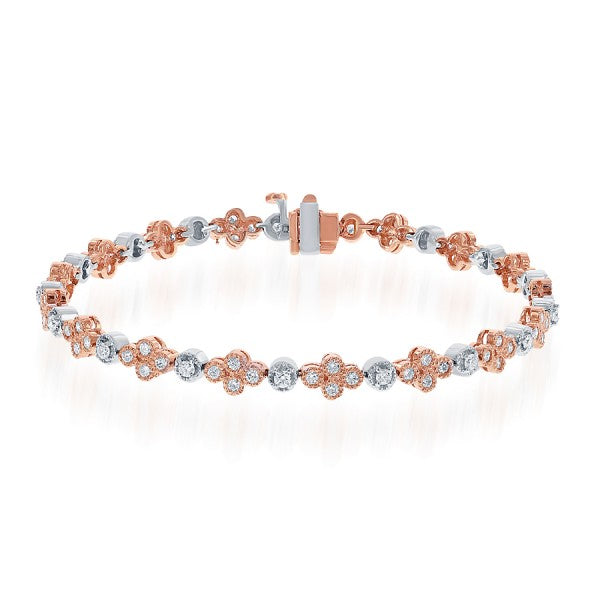 Diamond Bracelet in 14k White and Rose Gold - Laura's Gems