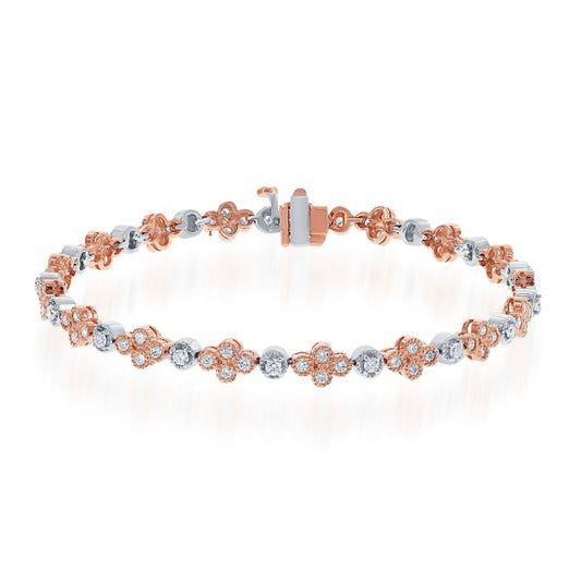 Diamond Bracelet in 14k White and Rose Gold - Laura's Gems