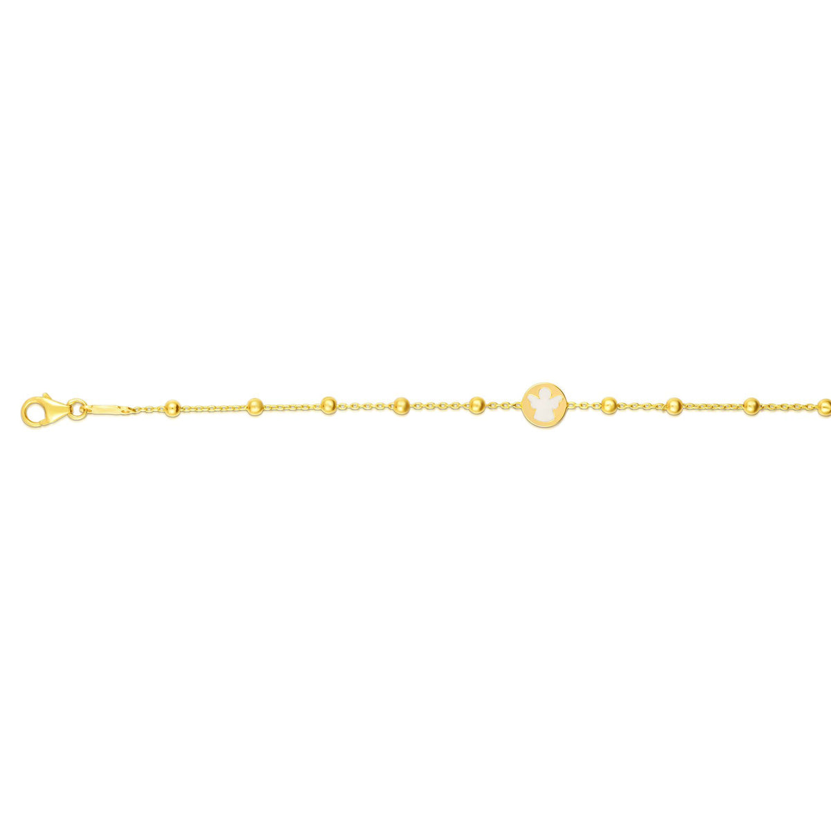 Angel and Beads Children's Bracelet in 14k Yellow Gold - Laura's Gems — Laura Milman New York
