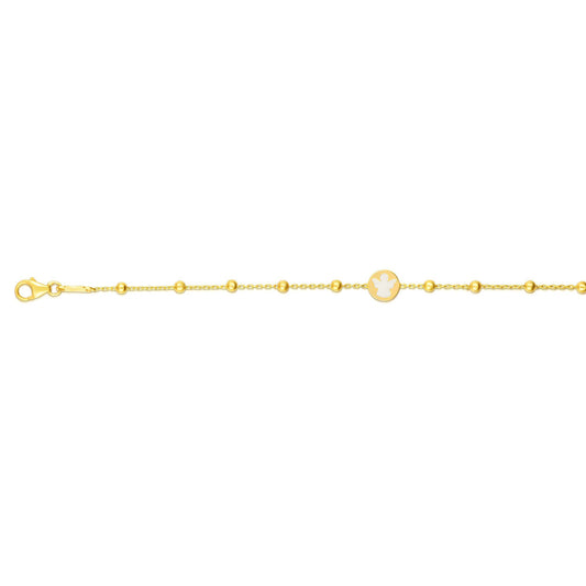 Angel and Beads Children's Bracelet in 14k Yellow Gold - Laura's Gems