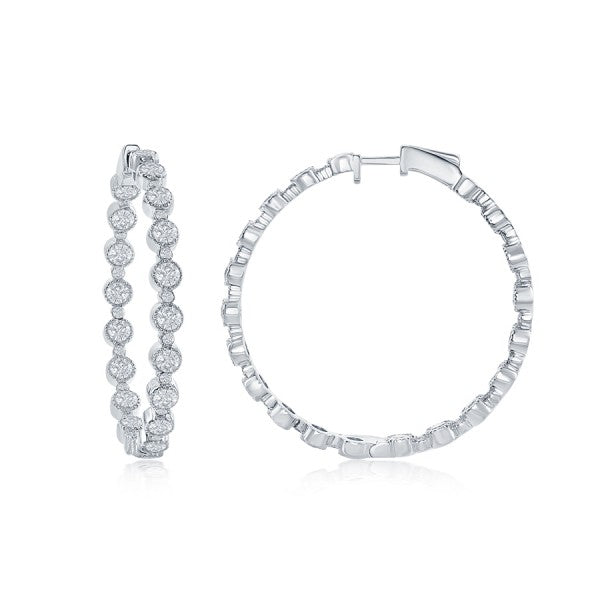 Diamond Hoop Earrings in 18k White Gold - Laura's Gems