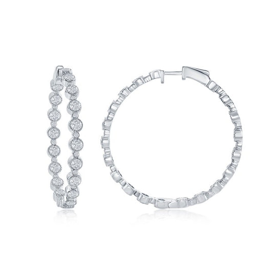 Diamond Hoop Earrings in 18k White Gold - Laura's Gems