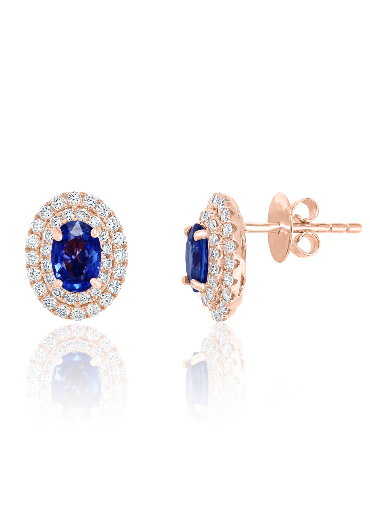 Sapphire Diamond Earrings in 14k Rose Gold - Laura's Gems
