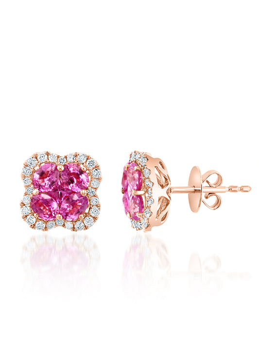 Pink Sapphire Stud Earrings in 18k Rose Gold - Laura's Gems